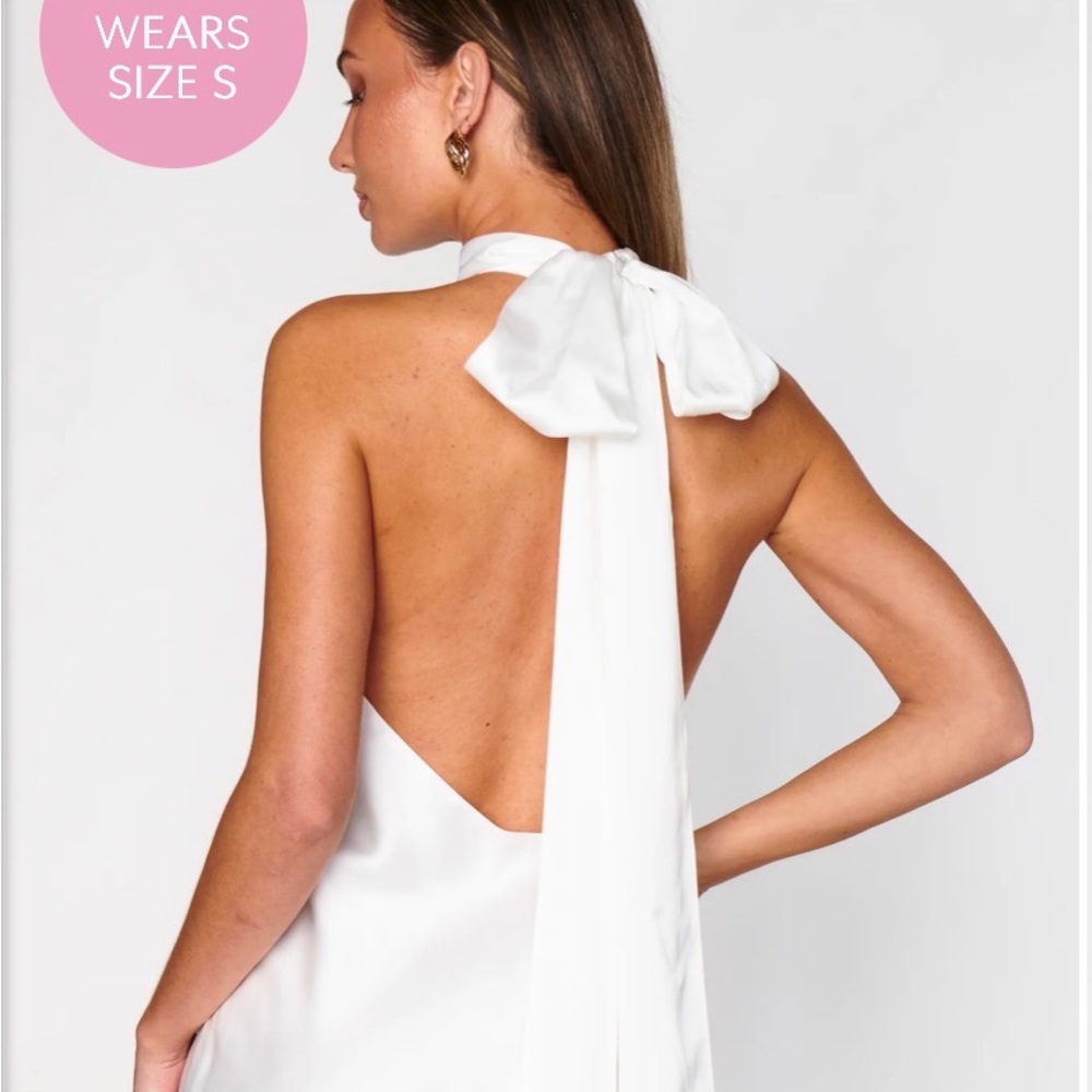 Show Me Your MuMu Lisa White Halter Mini Dress - Picture 2 of 4